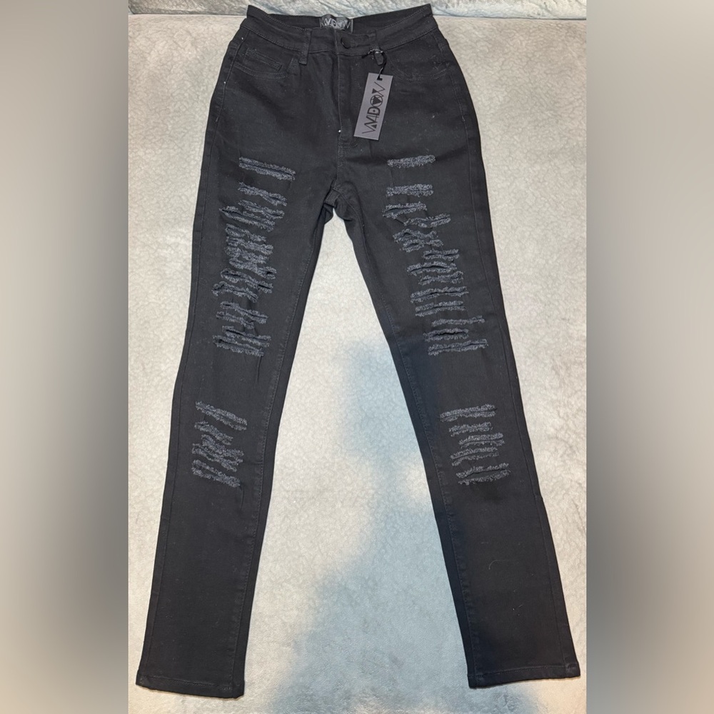 ✨🆕 Dolls Kill Widow Black Into Oblivion Distressed Jeans Size Small